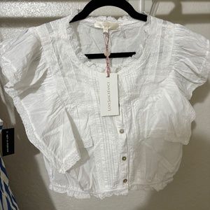 NWT LoveShackFancy Lace Trimmed Shirt